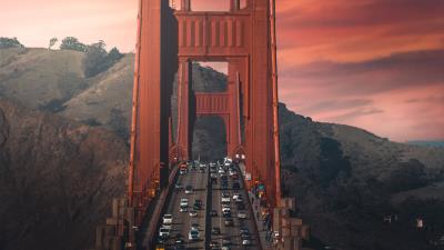 Bridge road cars 4k wallpaper