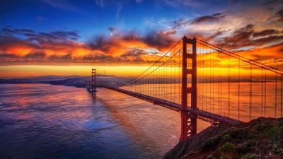 Bridge sunset sky 4k wallpaper