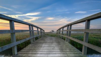 Bridge wooden distance 4k wallpaper