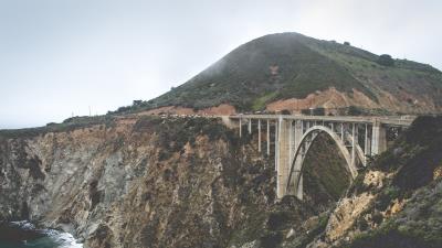 Bridges overpasses mountains 4k wallpaper
