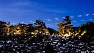 Buildings night sky 4k wallpaper