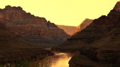 Canyon river sunset 4k wallpaper