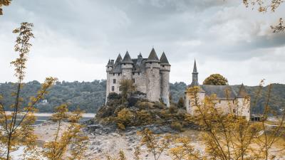 Castle branches leaves 4k wallpaper