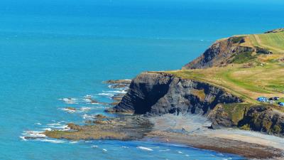Ceredigion wales clarach bay hill bay waves wallpaper 4k wallpaper