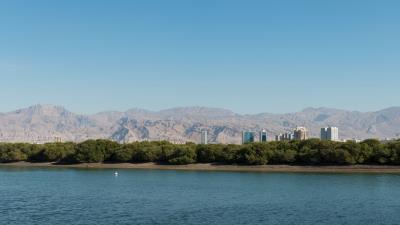 City buildings mountains 4k wallpaper