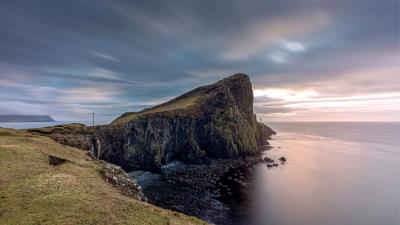 Cliff coast sea 4k wallpaper
