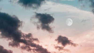 Clouds sky moon 4k wallpaper