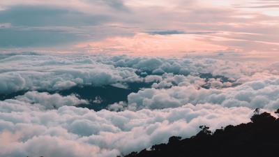 Clouds sky trees 4k wallpaper