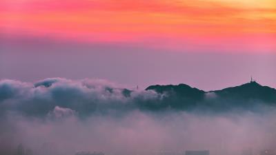 Clouds sunrise mountain 4k wallpaper