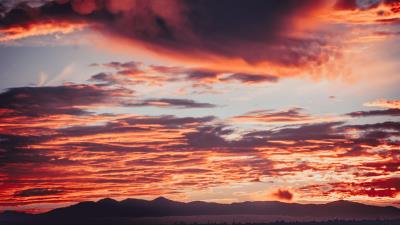 Clouds sunset mountains 4k wallpaper