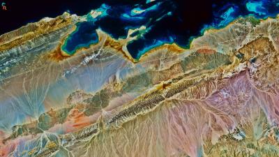 Coast aerial view relief 4k wallpaper