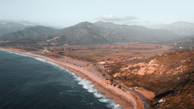 Coast aerial view sea 4k wallpaper