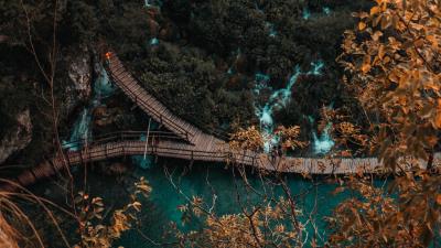 Coast bridge aerial view 4k wallpaper