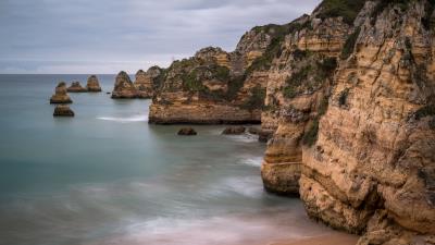 Coast rocks beach nature 4k wallpaper