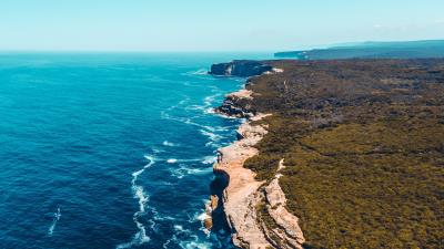 Coast rocks sea 4k wallpaper