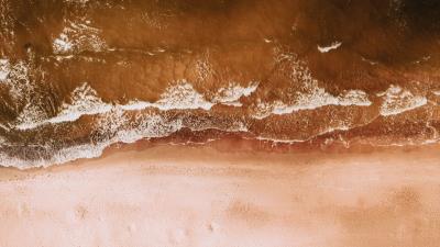 Coast sand aerial view 4k wallpaper