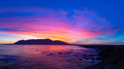 Coast sunset dusk 4k wallpaper