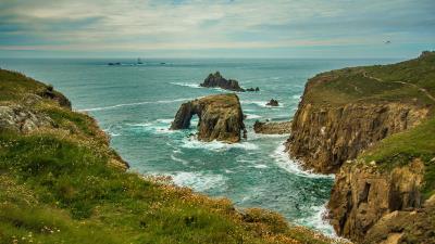Cornwall england ocean reefs 4k wallpaper