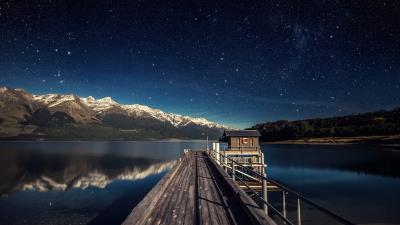 Countless starry lake nghts 4k wallpaper