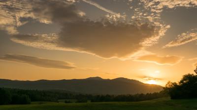 Dawn hill trees 4k wallpaper