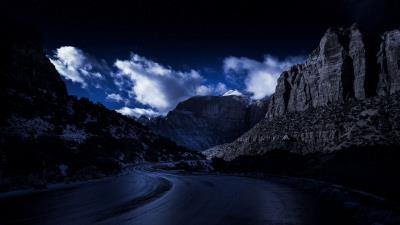 Evening road rocks 4k wallpaper