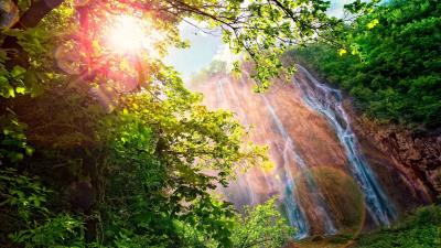 Falls patches of light bright sun day 4k wallpaper