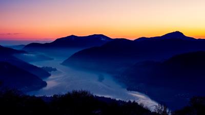 Forest water mountains 4k wallpaper