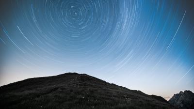Hill mountains starry sky 4k wallpaper