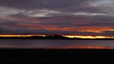 Hill sea sunset 4k wallpaper