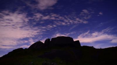 Hill sky clouds starry sky 4k wallpaper