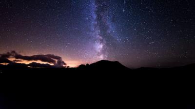 Hill starry sky stars 4k wallpaper