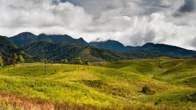 Hills grass mountains 4k wallpaper