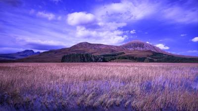 Hills grass river 4k wallpaper