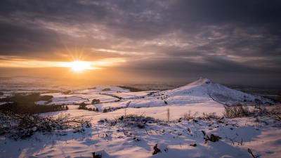 Hills landscape winter 4k wallpaper