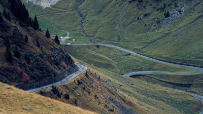 Hills slopes trees 4k wallpaper