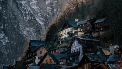 Homes rocks snowy 4k wallpaper