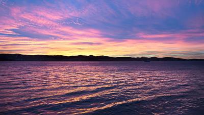 Horizon sea sunset photo 4k wallpaper