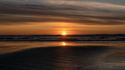 Horizon sea sunset picture 4k wallpaper