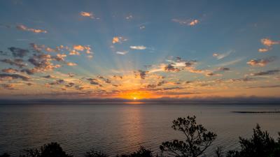 Horizon sunset water 4k wallpaper