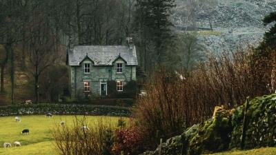 House fog grass 4k wallpaper