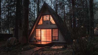 House forest trees photo 4k wallpaper