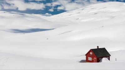 House landscape snow 4k wallpaper
