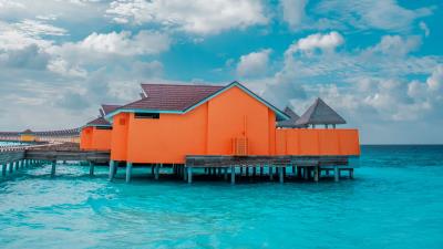 House pier ocean 4k wallpaper