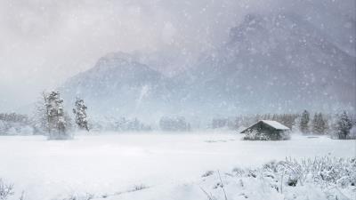 House snow blizzard 4k wallpaper