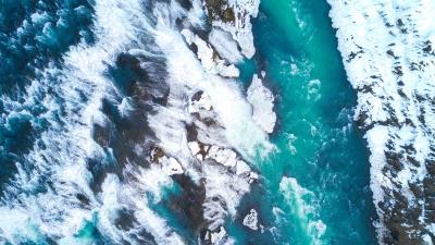 Ice floes ice aerial view 4k wallpaper