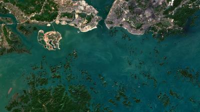 Island aerial view sea 4k wallpaper