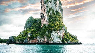 Island ocean rock 4k wallpaper