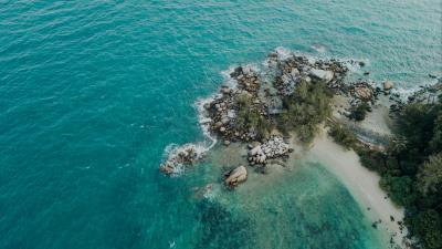 Island sea aerial view image 4k wallpaper