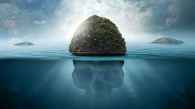 Island skull underwater 4k wallpaper