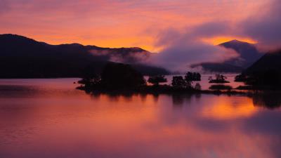 Island sunset dusk 4k wallpaper